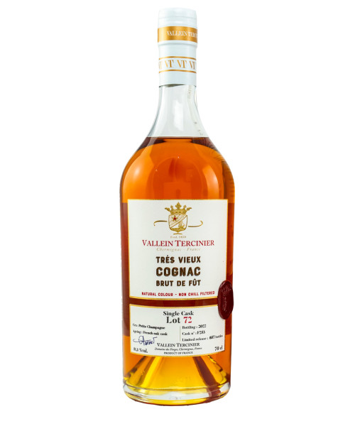 Cognac Vallein Tercinier Single Caks Lot 72 2022 Cask F253, Petite Champagne